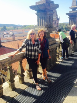 Judy and Pam on the rooftop tour of the cathedral